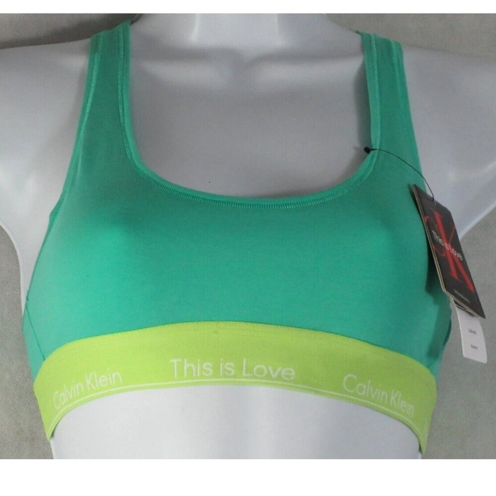Calvin Klein Women's Pride This Is Love Colorblock Bralette, Aqua Green, Small